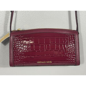 Michael Kors wine/deep, red crock, embossed Crossbody Bag Burgundy Rectangle